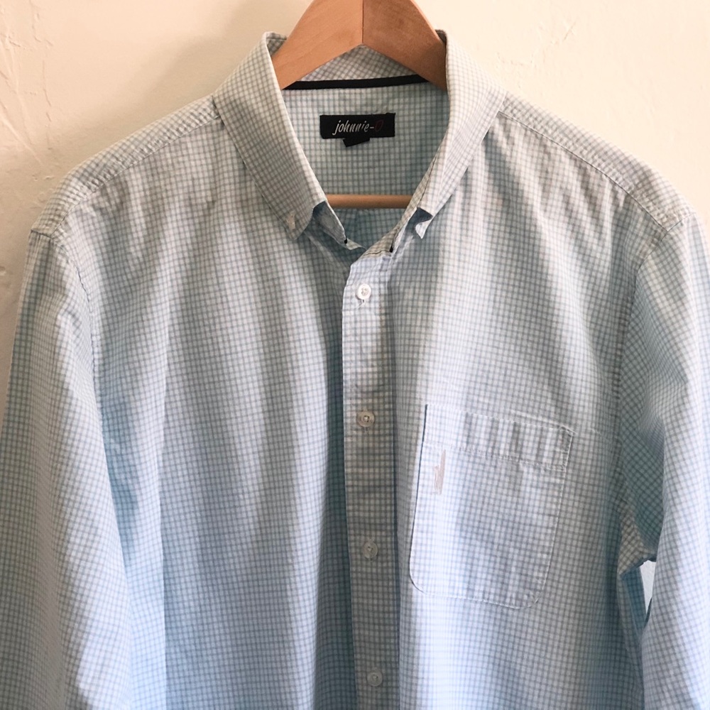 Johnnie-O Blue/Gray Plaid Button Down Shirt XL